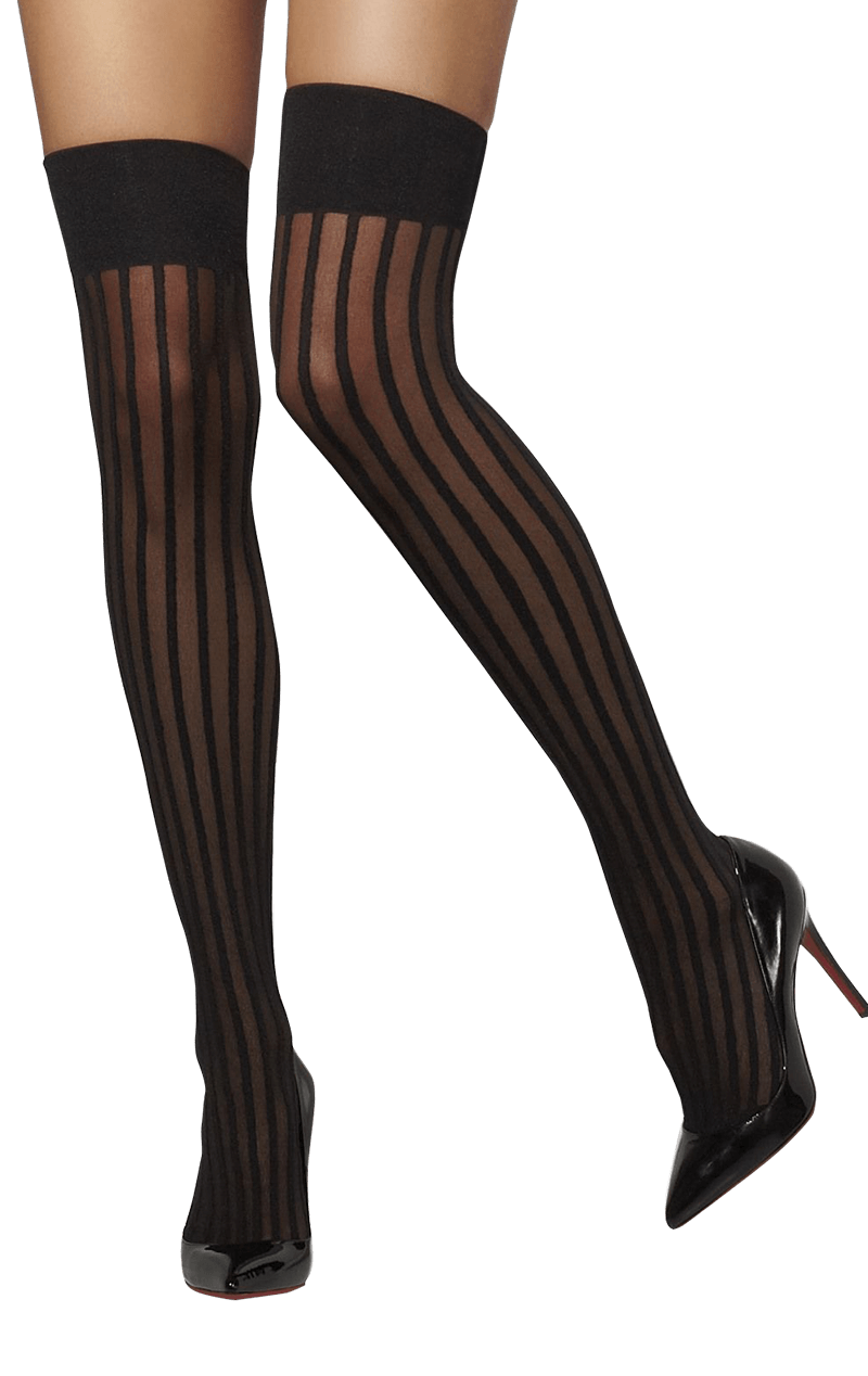 Smiffys Womens Black Striped Stockings 1 Smiffys Womens Black Striped Stockings