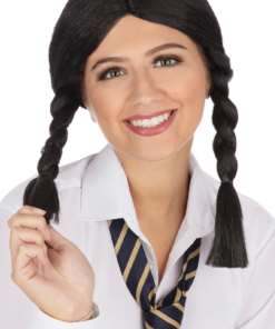 Womens Black Schoolgirl Wig
