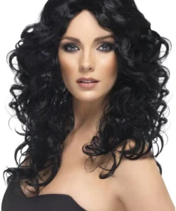 Smiffys Long Curly Black Glamour Wig