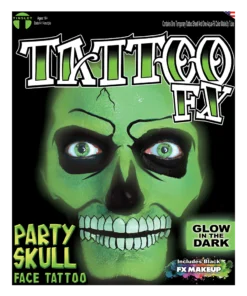 Glow In The Dark Party Skull Tattoo FX