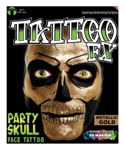 Metallic Gold Party Skull Tattoo FX