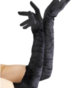 Smiffys Long Black Velvet Gloves