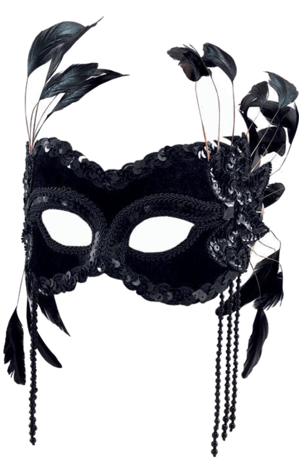 Black Velvet Facepiece With Feathers 1 Black Velvet Facepiece With Feathers