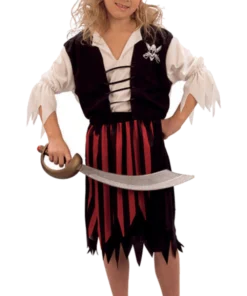Childrens Striped Pirate Girl Costume
