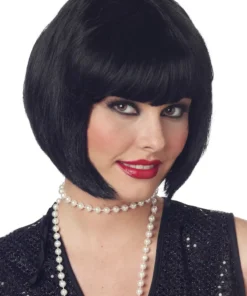 Womens Black Flapper Wig