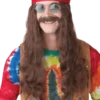 Brown Hippie Man Wig And Moustache