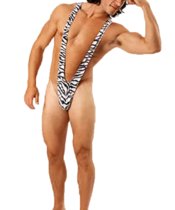 Zebra Print Borat Mankini Thong Swimsuit