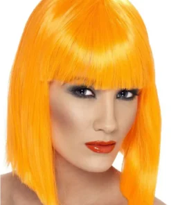 Smiffys Adult Neon Orange Glam Wig