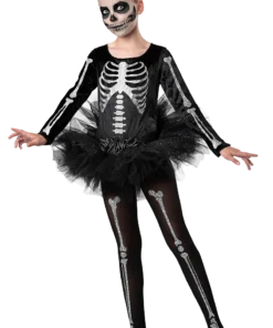 Girls Skeleton Ballerina Halloween Costume