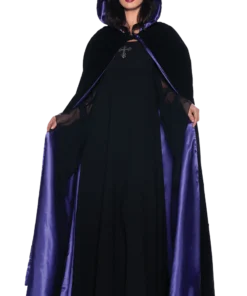 Adult Deluxe Velvet And Satin Purple Cape