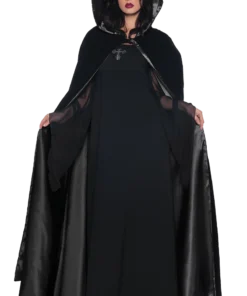 Adult Black Velvet Satin Cape