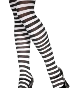 Smiffys Black And White Stripe Stockings