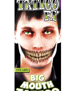 Evil Grin Big Mouth Temporary Tattoo