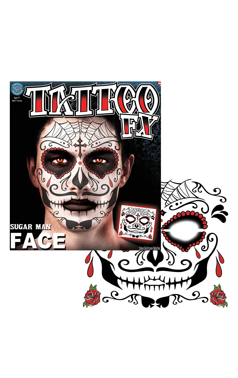 Day Of The Dead Face Tattoo Transfer 1 Day Of The Dead Face Tattoo Transfer