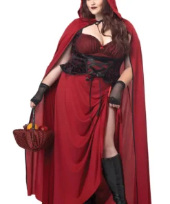 Womens Plus Size Dark Red Riding Hood Costume