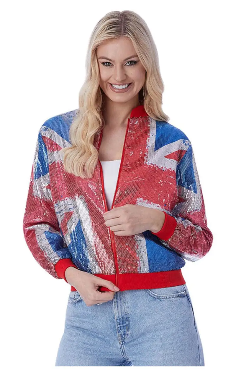 GENERIC Womens Union Jack Sequin Bomber Jacket 1 GENERIC Womens Union Jack Sequin Bomber Jacket