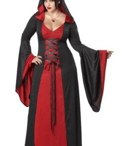 Womens Plus Size Red Hooded Robe Costume