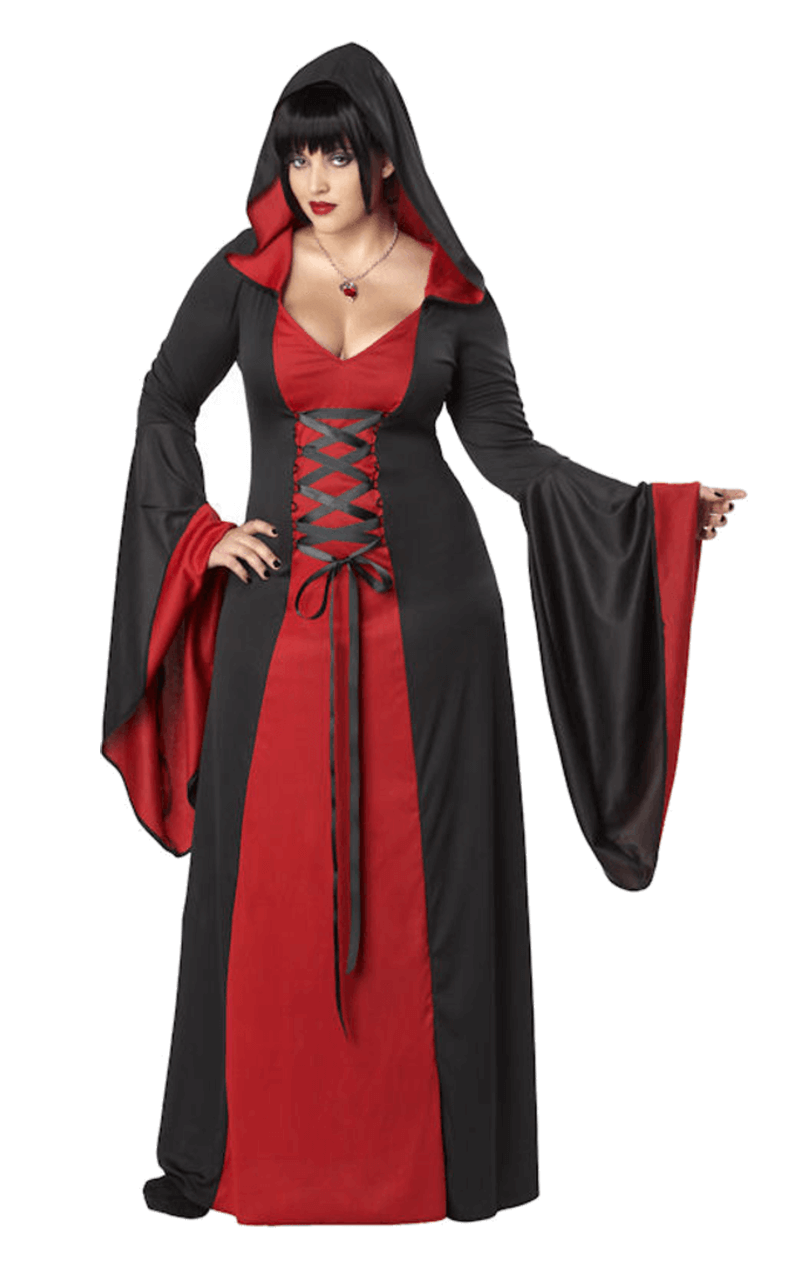 Womens Plus Size Red Hooded Robe Costume 1 Womens Plus Size Red Hooded Robe Costume