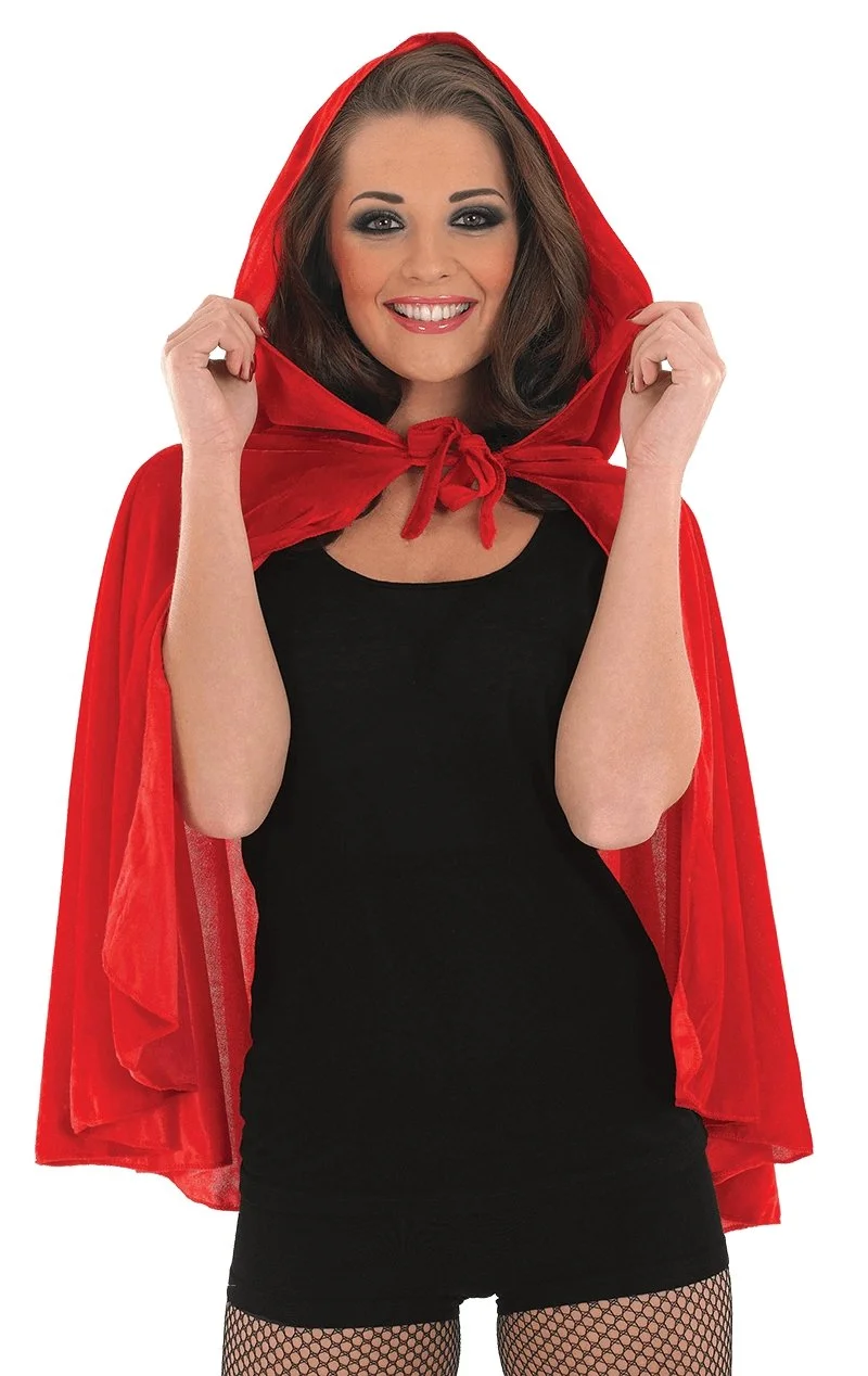 Adult Short Red Hooded Cape 1 Adult Short Red Hooded Cape
