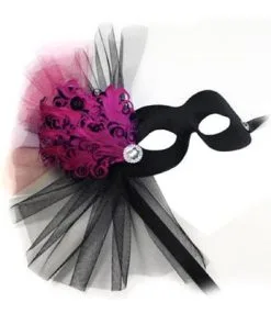 GENERIC Black & Fuchsia Masquerade Facepiece
