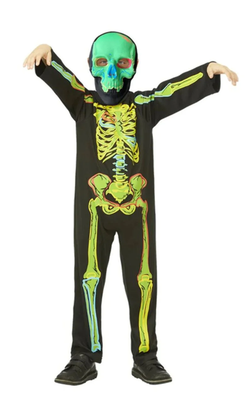 GENERIC Boys Neon Skeleton Glow In The Dark Costume 1 GENERIC Boys Neon Skeleton Glow In The Dark Costume