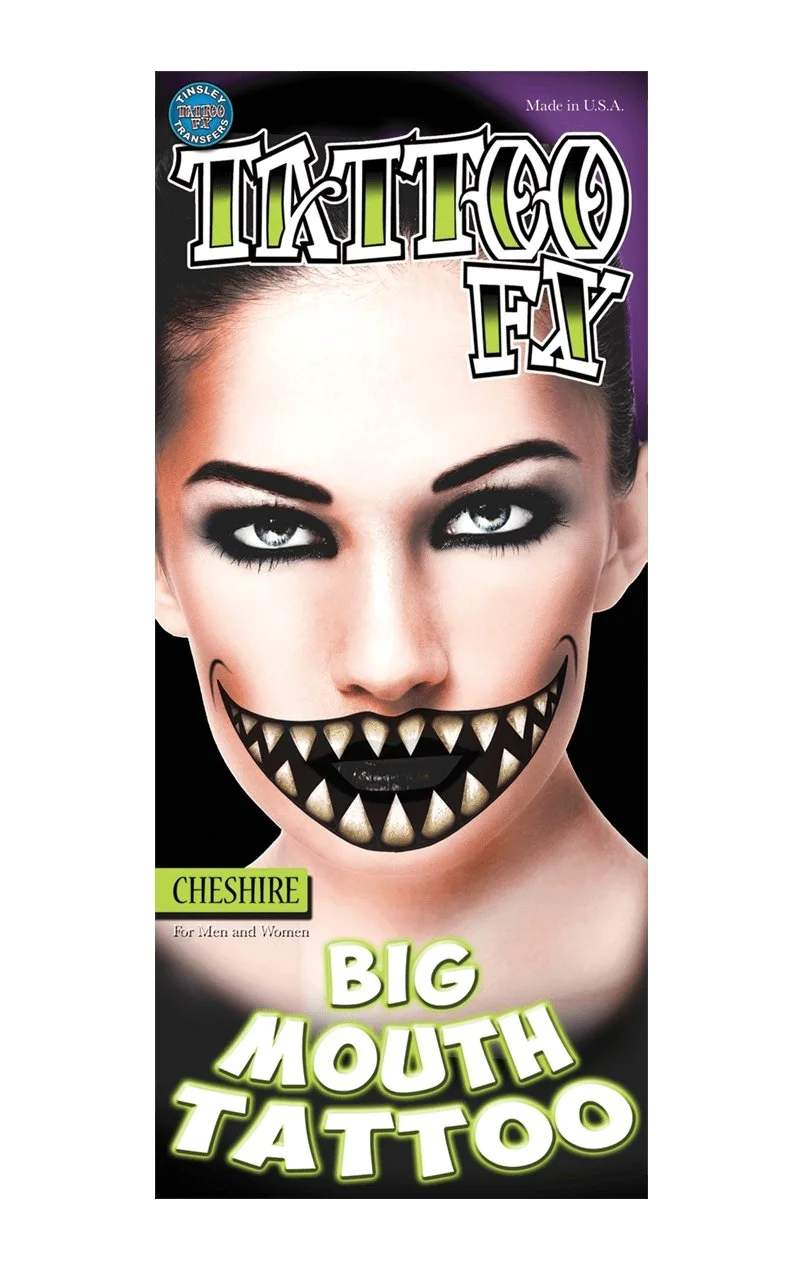 Cheshire Big Mouth Temporary Tattoo 1 Cheshire Big Mouth Temporary Tattoo