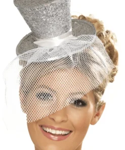 Smiffys Silver Glitter Mini Top Hat