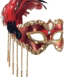 Red And Gold Satin Facepiece