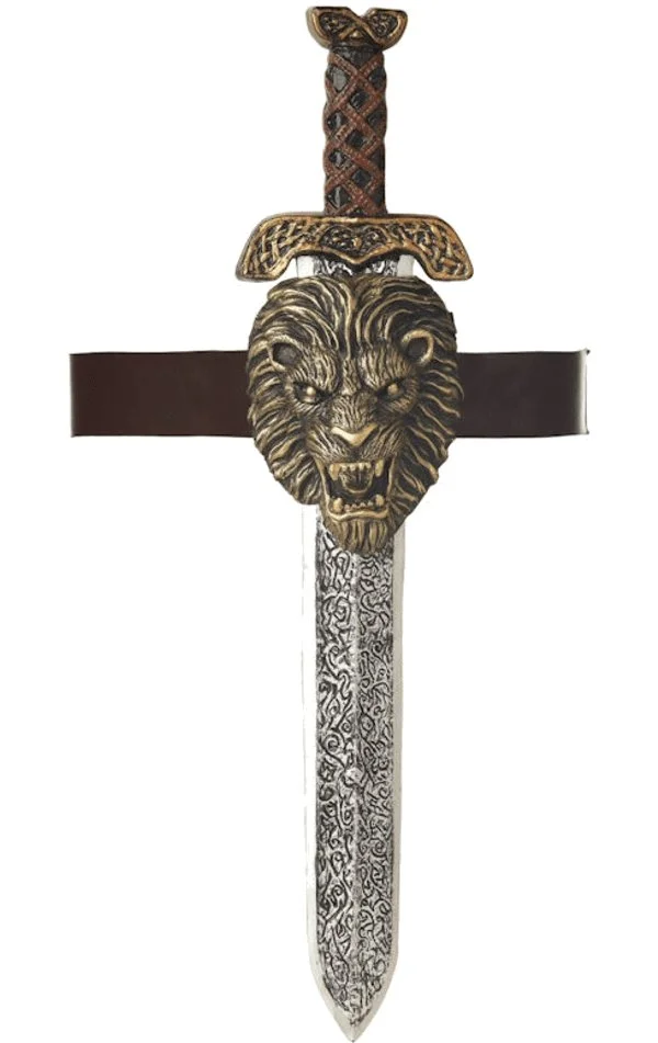 Roman Sword With Gold Lion Sheath 1 Roman Sword With Gold Lion Sheath