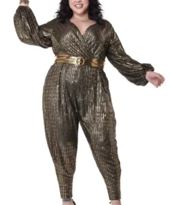 GENERIC Womens Gold Disco Queen Plus Size Costume